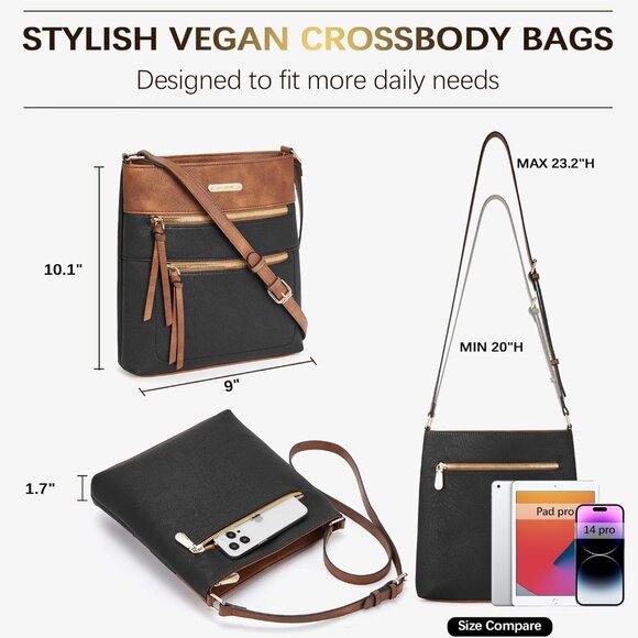 Crossbody Bags for Women Trendy Vegan Leather Purse Designer Shoulder Handbags w - Picture 2 of 6